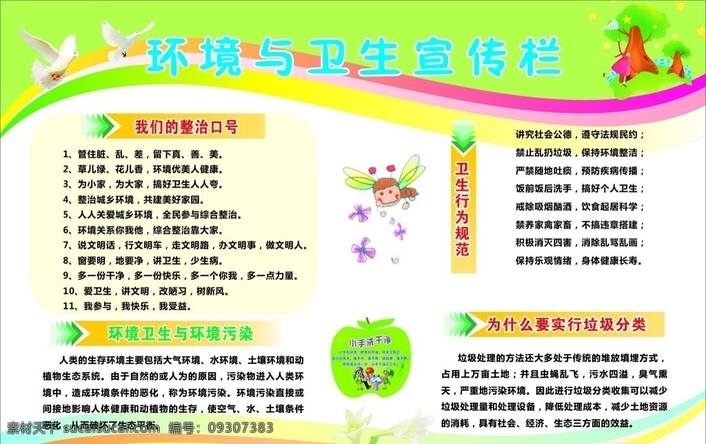 环境 卫生 宣传栏 卫生宣传栏 宣传栏展板 卫生行为规范 垃圾分类 卫生污染 展板模板