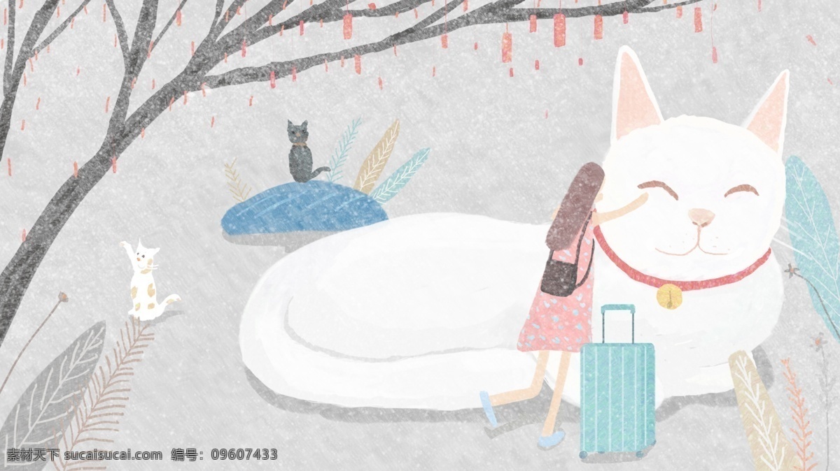 节气 霜降 原创 插画 霜 清新 配图 壁纸 离别