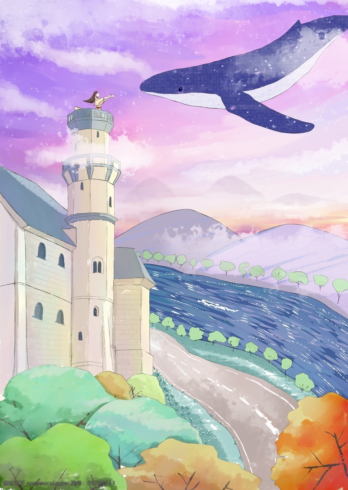 呆 萌 可爱 小 动物 插画 梦幻背景 唯美背景 清新背景 渐变背景 会议背景 海报背景 炫彩渐变 烟雾 高端 彩色设计 云朵 天空 动漫动画