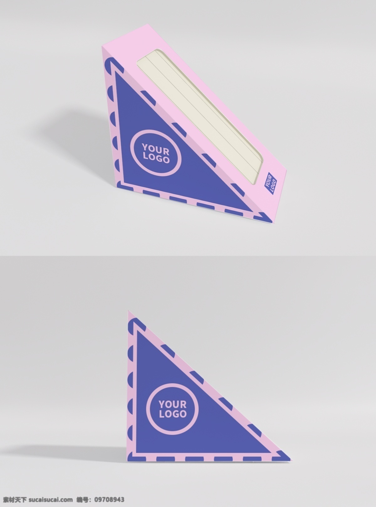 原创 模型 小 蛋糕 三明治 样机 盒子 智能图层 mockup 打包 外卖 三角形盒子 包装样机