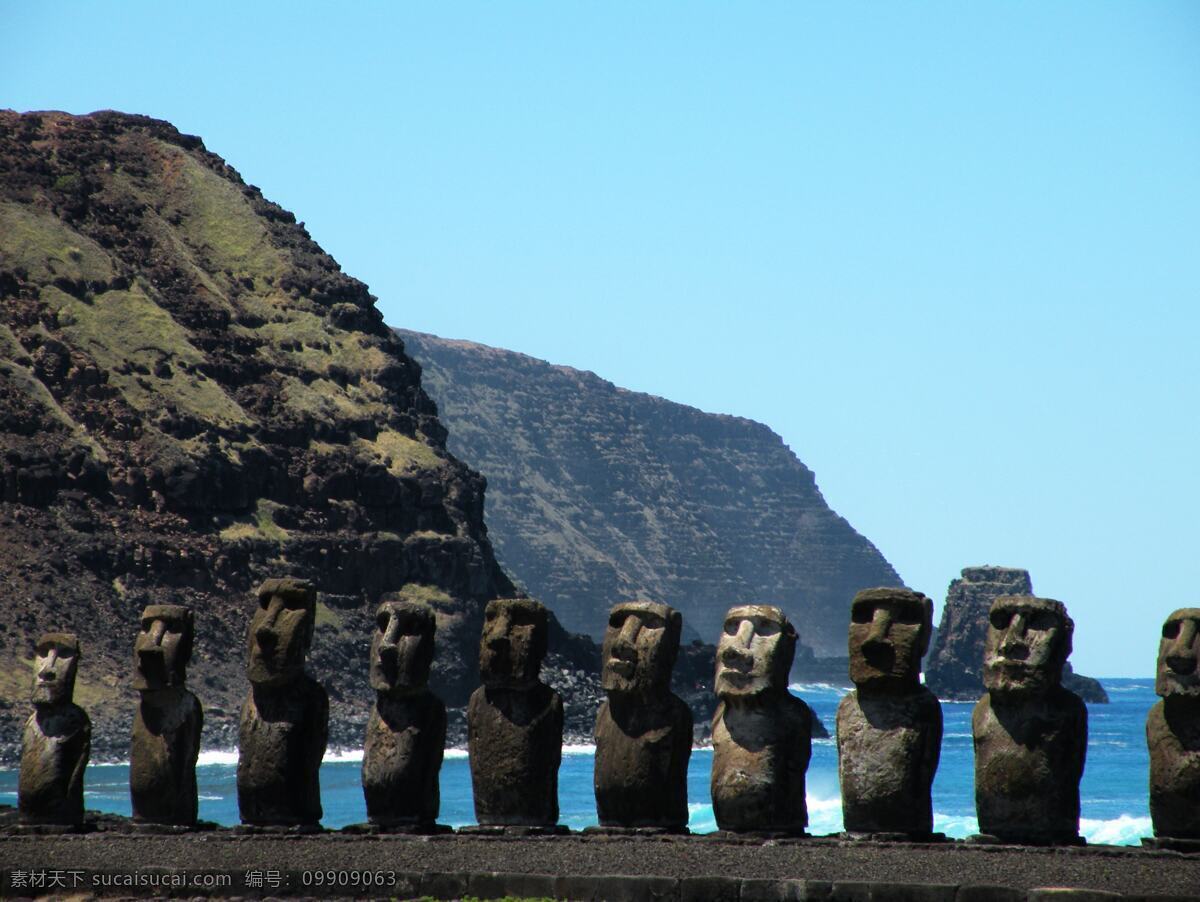 摩艾石像群 石像 旅游 景点 复活节岛 智利 国外旅游 旅游摄影
