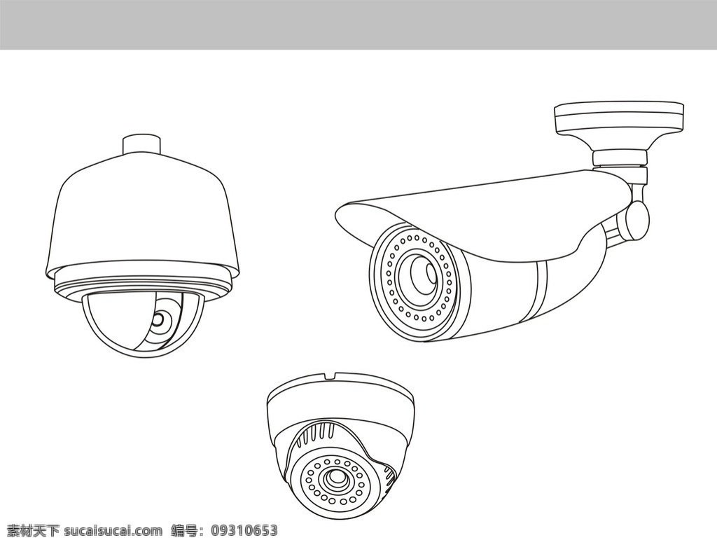 安防 摄像机 线 描图 监控 高速球 球机线描图 高速球矢量图 红外防水机 矢量图下载 摄像机线描 通讯科技 现代科技 矢量
