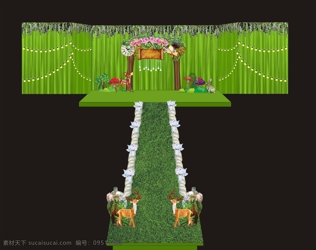 婚礼 森 系 布置 效果 森系 效果图 传灯 拱门