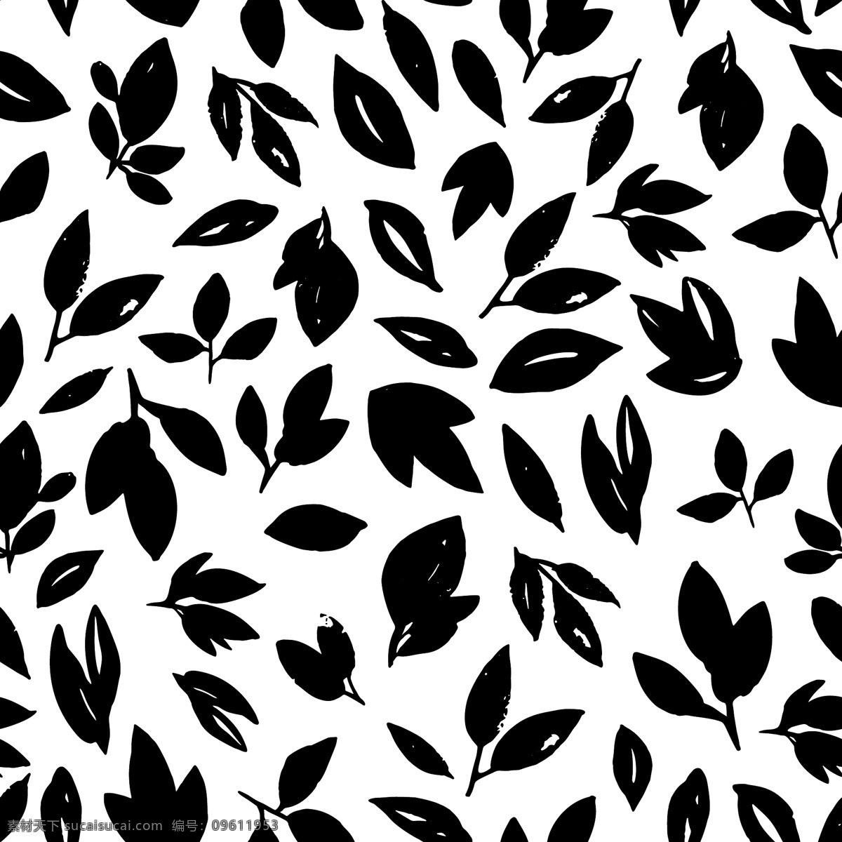 简单 黑白 树叶 背景 矢量 黑色 平面素材 设计素材 矢量素材 叶片 叶子 植物