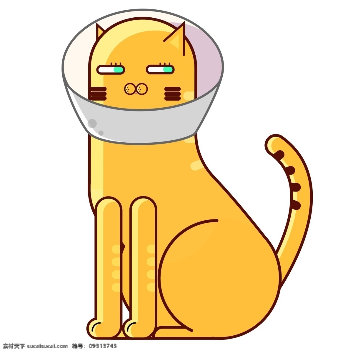 戴 圈子 猫咪 卡通 戴圈子的猫咪 黄色猫咪 手绘猫咪 卡通猫咪 大胖可爱猫咪 简约扁平猫咪