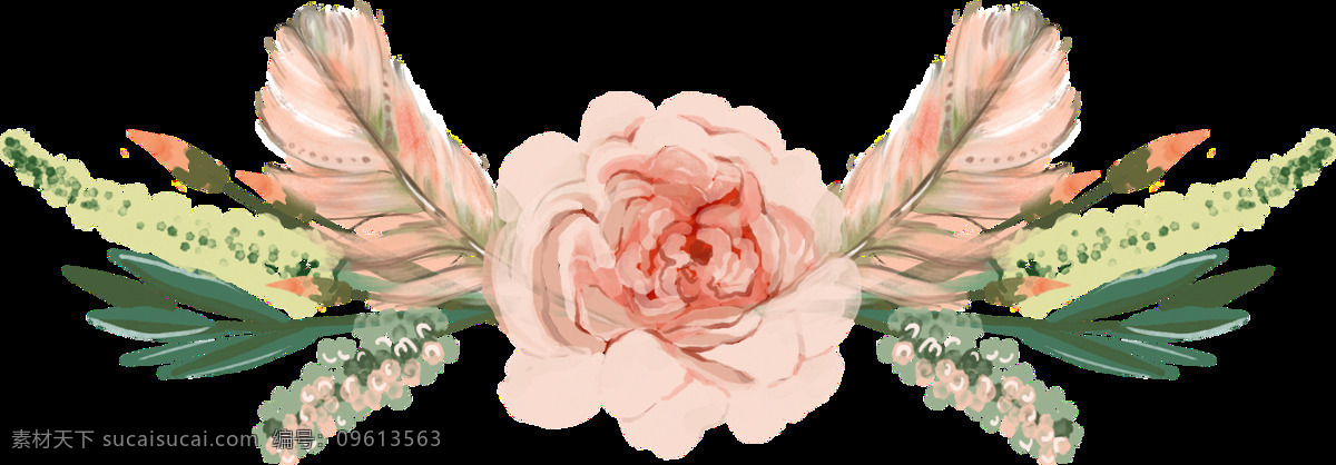 手绘 怒放 粉色 花朵 透明 对称 艳丽 简单 现代 时尚 透明素材 免扣素材 装饰图片