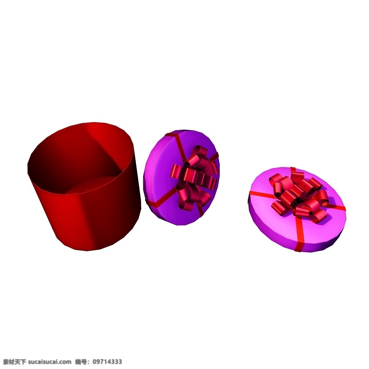 立体 圆形 礼盒 图 母亲节 红色 礼物 盒子 丝带 精致 礼包 仿真 质感 3d 创意 套图 png图