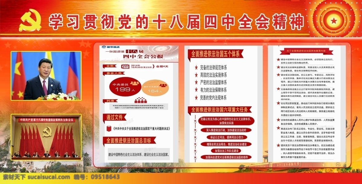 学习贯彻 党 十 八 届 四 精神 学习 贯彻 党的十八届 四中全会 展板 两会展板