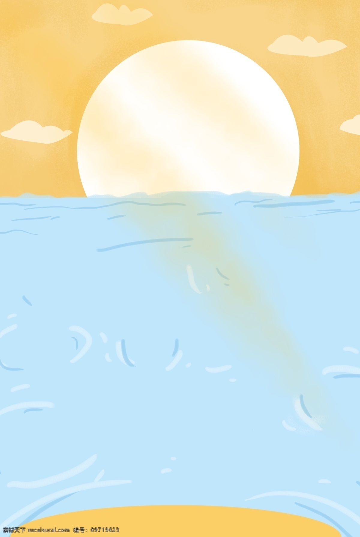 彩色 创意 水面 背景 天空 纹理 质感 太阳 日出