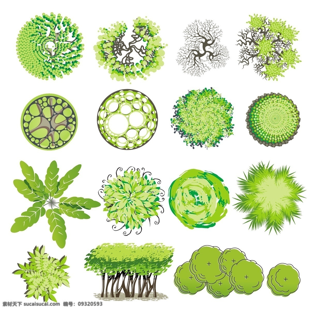 精美 卡通 景观 树木 矢量 卡通树 插画 树木植物 插图 花草 生物 世界 白色