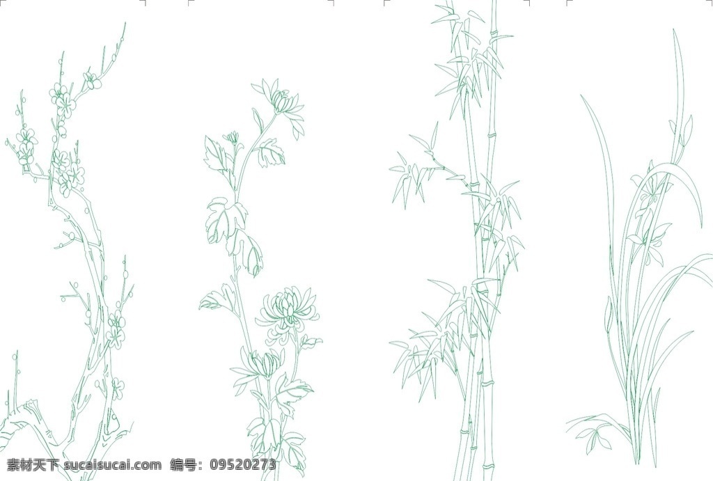 梅兰竹菊 梅 兰 竹 菊 雕刻 刻字 线条 矢量 底纹边框 花边花纹