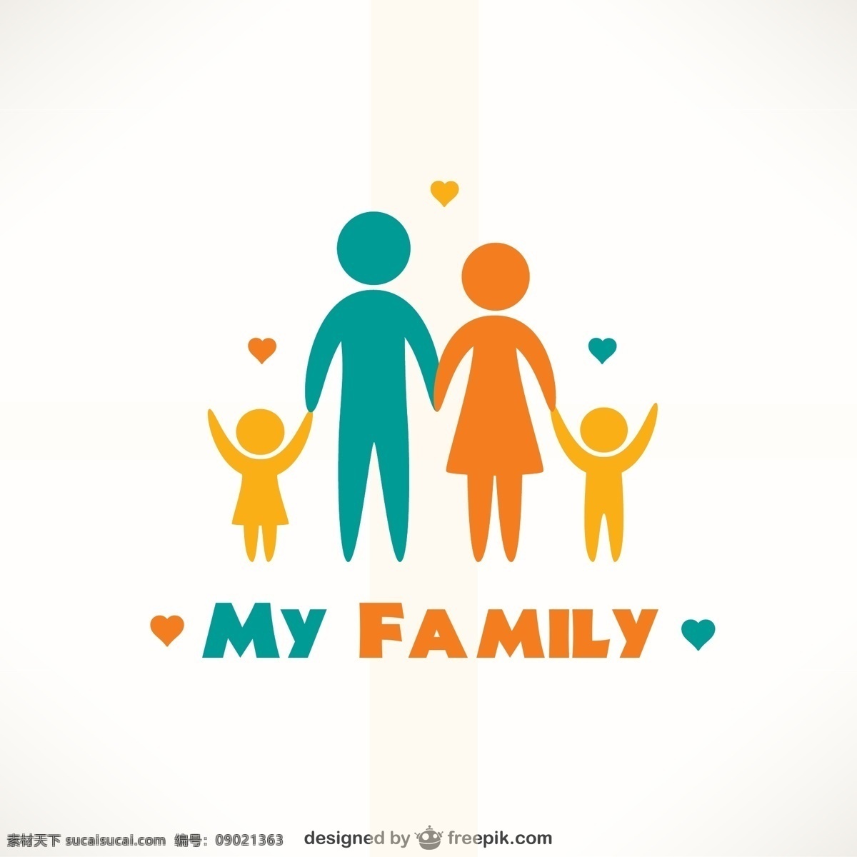 彩色 我的家 人物 标志 矢量 爱心 家 孩子 家庭 矢量图