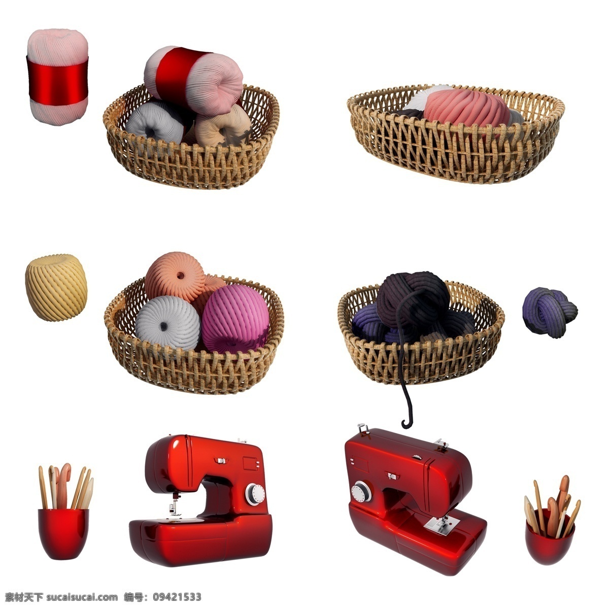 母亲节 怀旧 物品 套 图 仿真 质感 缝纫机 毛线 棒针 精致 套图