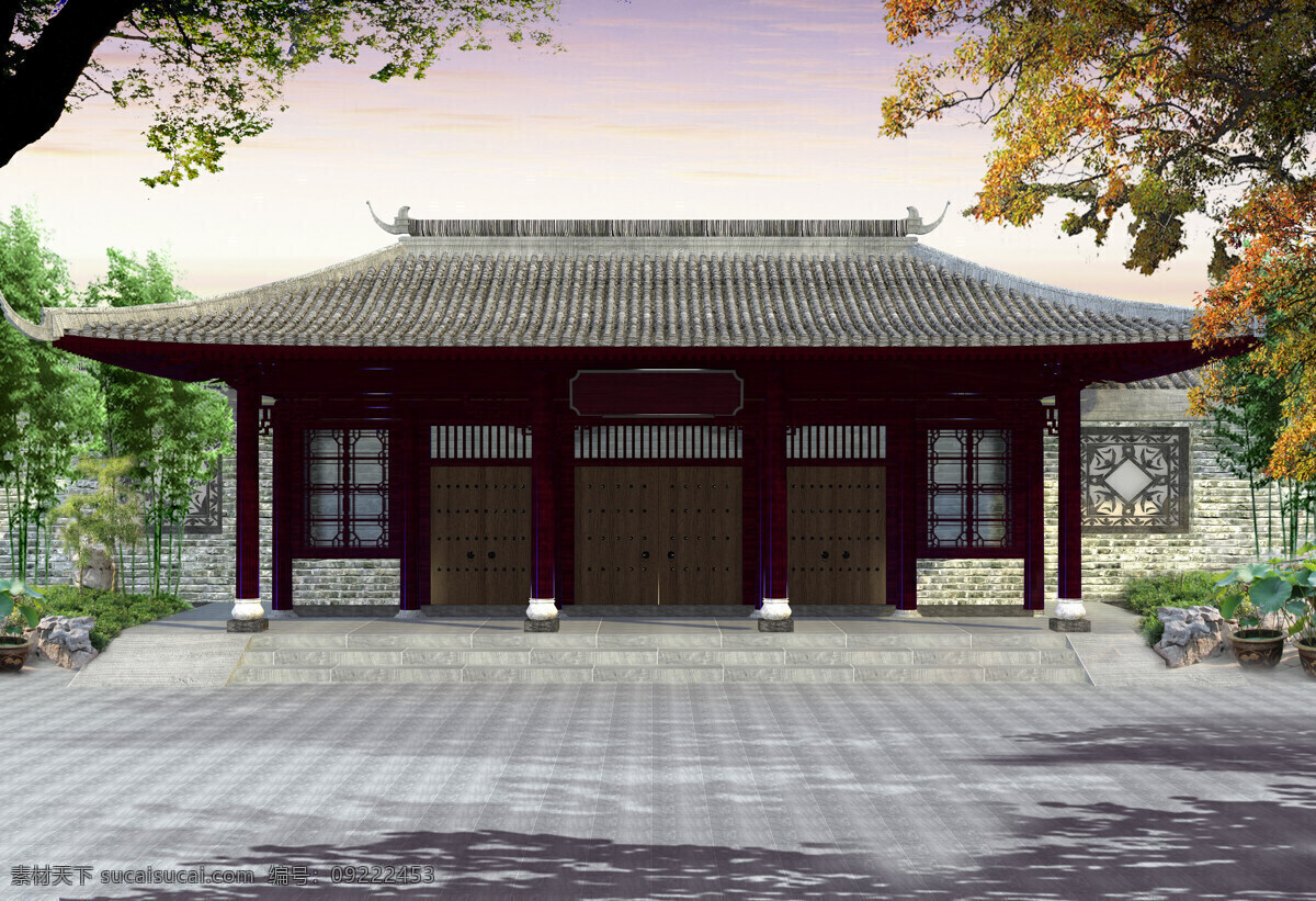 中国 古典 建筑 大门 园林景观 建筑效果图 建筑设计 景观设计 环艺设计 环境设计 环境家居