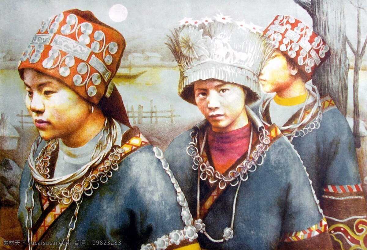 丽人 湖畔 姑娘 湖水 室内装饰设计 小船 月亮 印痕 造型 艺术 石版画 民族风情 张留峰作品 视觉传达 艺术设计 平面广告 装饰设计 文化艺术