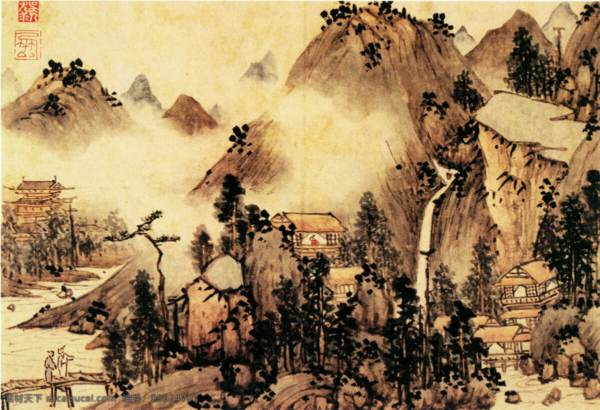 耸立 云霄 风景 古典 山水 山水画 耸立云霄 中华传世国画 中国画艺术 装饰素材 室内装饰用图