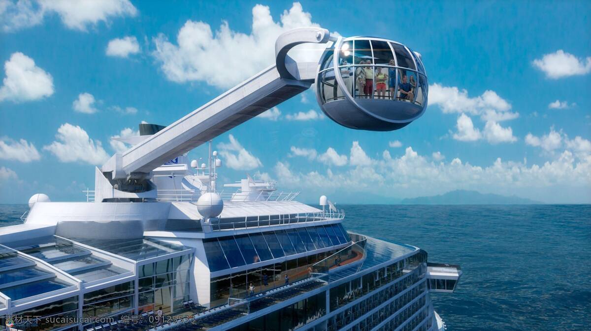 皇家加勒比 邮轮 跨洋 载客 巨轮 设备先进 装饰豪华 船舶 顶端 展示 海洋交通工具 现代交通工具 现代科技 交通工具