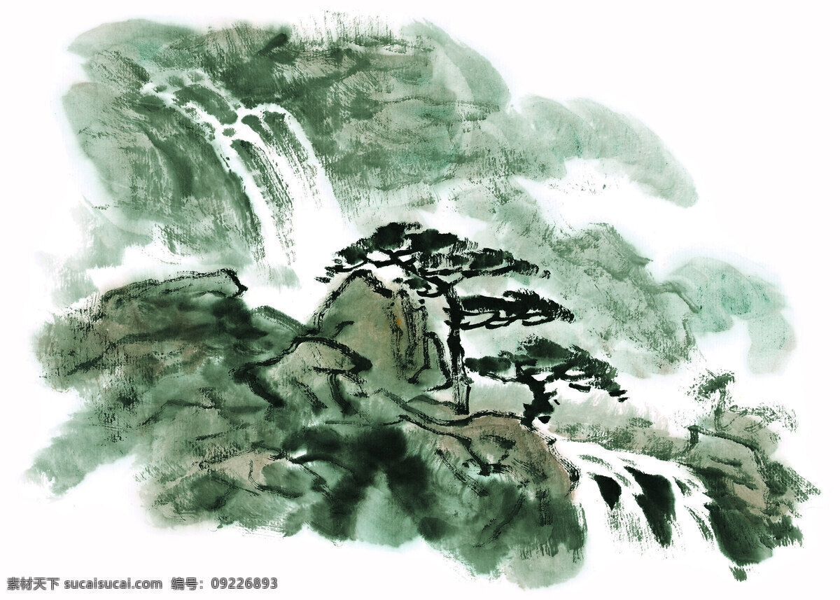 瀑布免费下载 绘画 年华 瀑布 人物 手绘 水彩画 水墨画 艺术 源文件 中国画 人文艺术 文化艺术