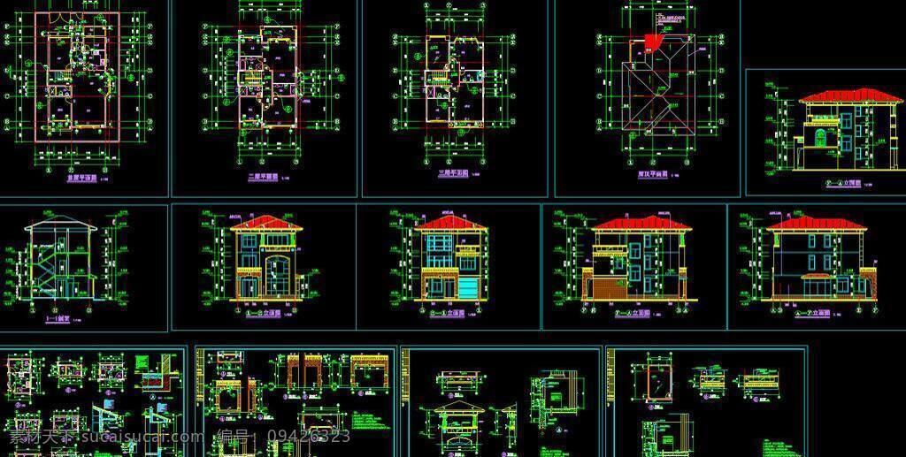 cad 别墅 公馆 环境设计 建筑设计 立面图 平面图 剖面图 施工图 室内设计 水岸 豪 宝石 a 型 dwg 图纸 装修 装饰 私宅 别业 别墅图纸大全 源文件 cad素材 室内图纸
