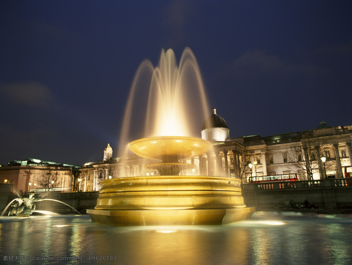 城市 城市建筑 城市标识 英国 伦敦 现代城市 喷泉 美丽喷泉 夜景 城市风光 环境家居 黑色