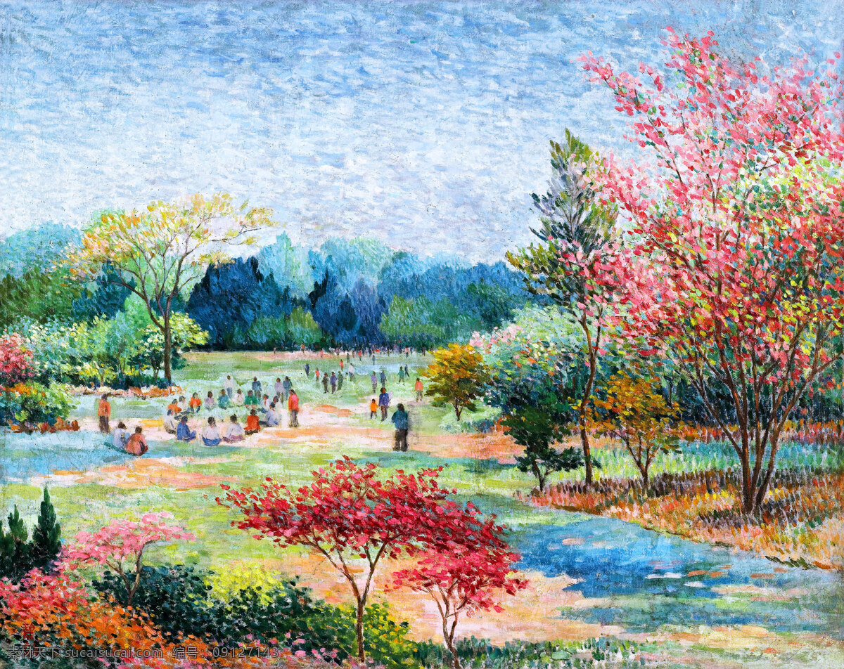 油画 公园 风景 名画 艺术 绘画 文化艺术 艺术品 世界名画 书画文字
