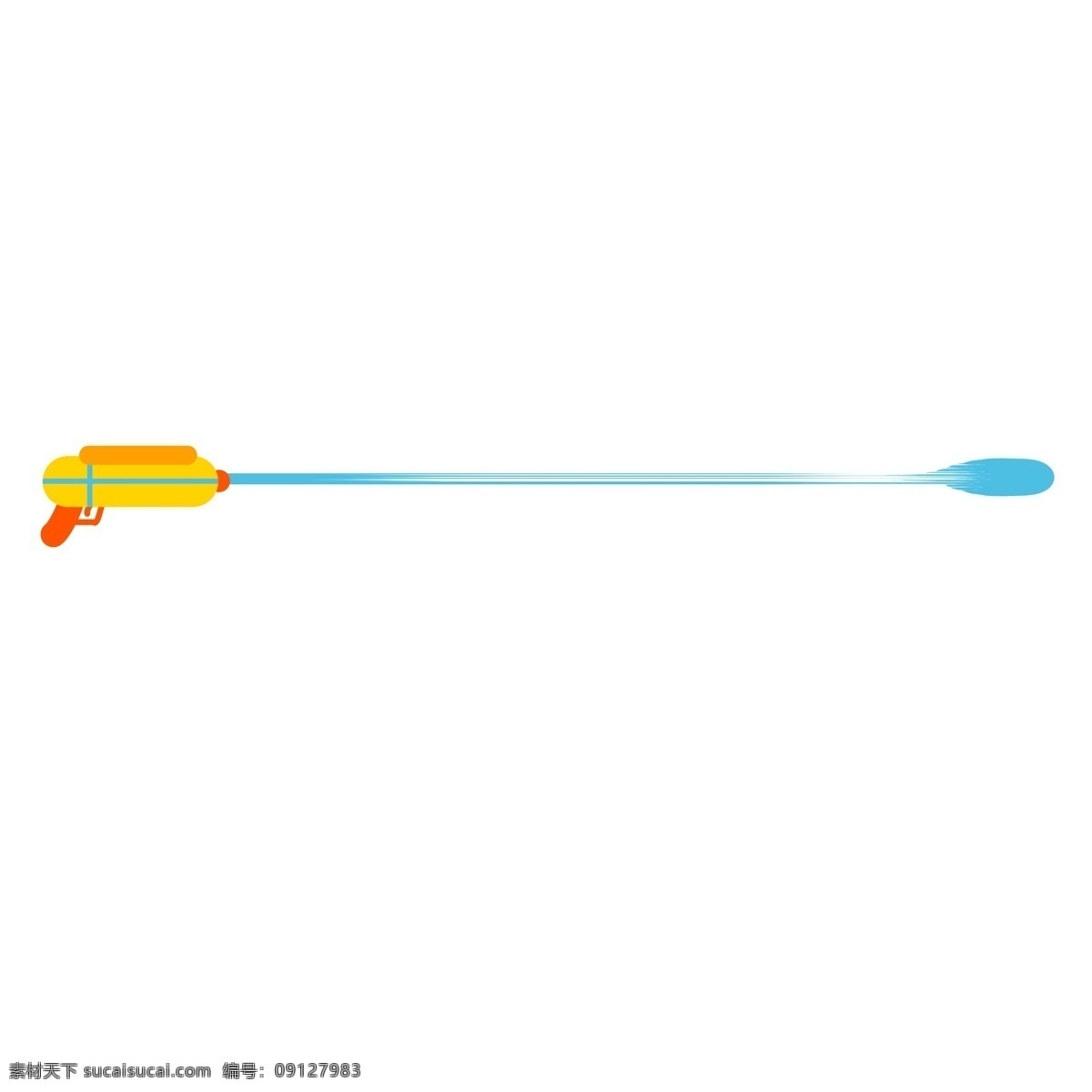水枪 分割线 手绘 插画 水枪分割线 黄色的分割线 蓝色的水滴 漂亮的分割线 玩具分割线 手绘分割线