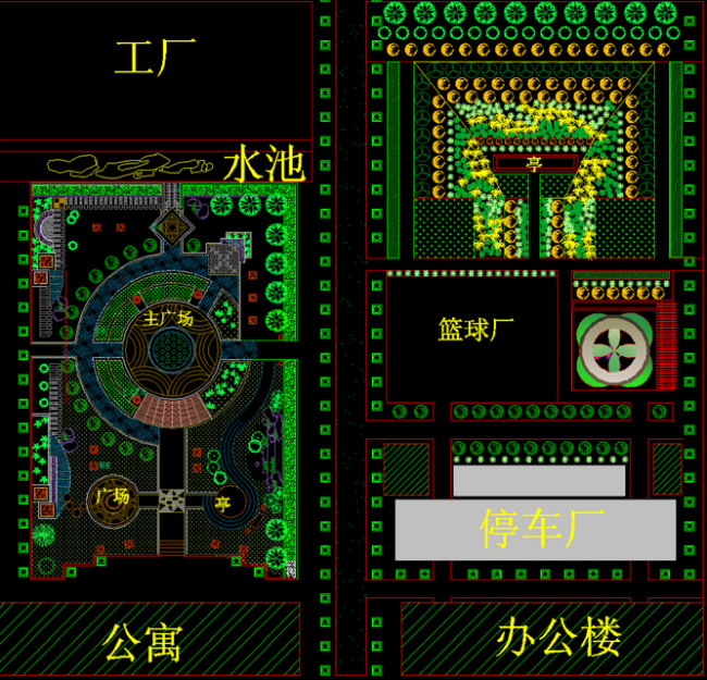 园林规划 图纸 道路 规划 花架 景观 栏杆 山水 园林规划图纸 栈桥 cad素材 景观图纸