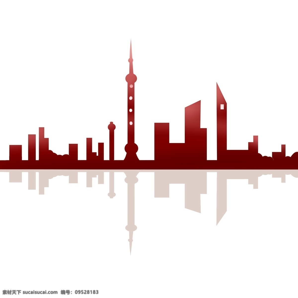 商用 手绘 上海 城市 楼房 创意 剪影 城市剪影 建筑 漂浮素材