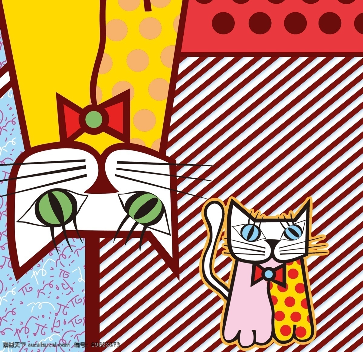 手绘卡通喵 手绘 卡通 猫 矢量图 卡通猫 手绘卡通 分层