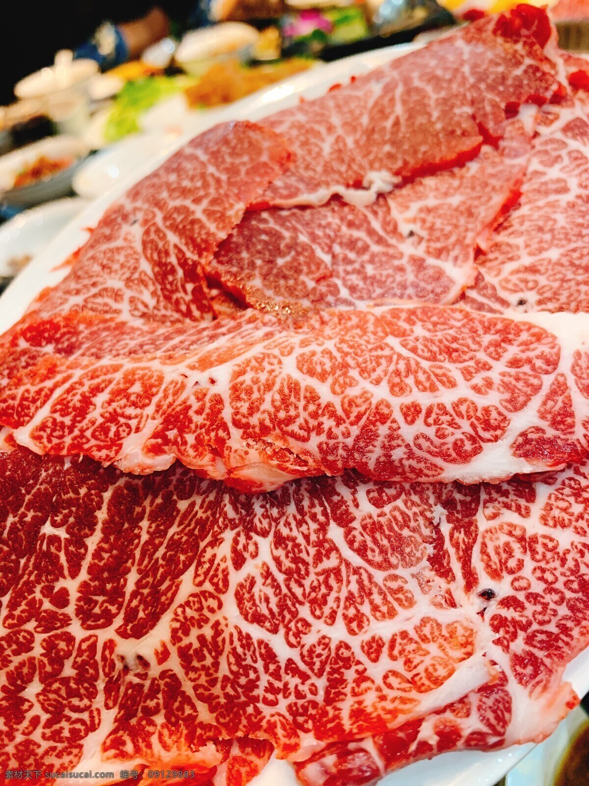 五花嫩牛肉 五花肉 生牛肉 鲜牛肉 新鲜牛肉 牛肉片 涮牛肉 火锅牛肉 潮汕牛肉 餐饮美食 食物原料