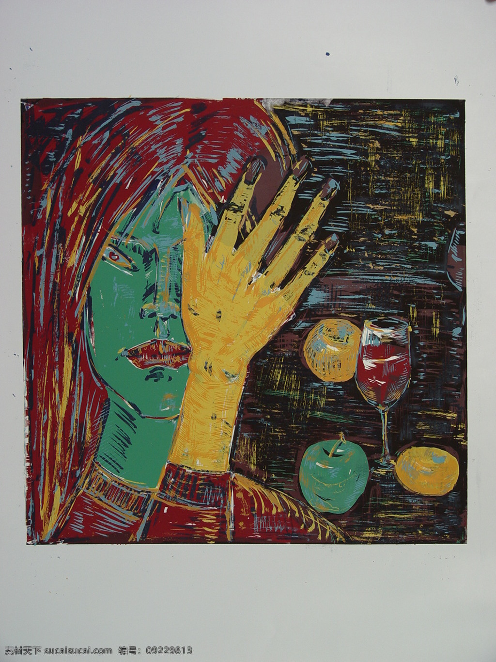 杯子 表现 抽象 脸 美术绘画 女孩 人物 油画 人物图片 油画人物 肖像 表现主义 水果 文化艺术 矢量图 日常生活