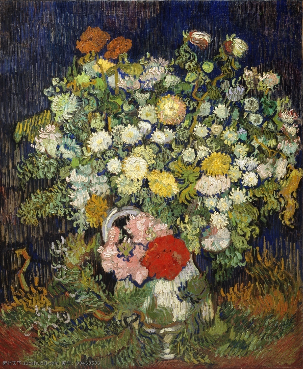 梵高免费下载 梵高 花卉 绘画书法 文化艺术 油画 瓶中的花束 后印象派 装饰素材