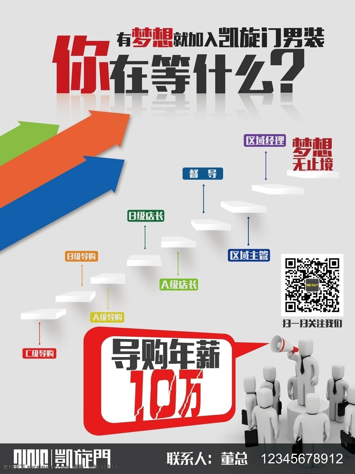凯旋门招聘 招聘 小人 喇叭 年薪 楼梯 阶梯 导购 箭头