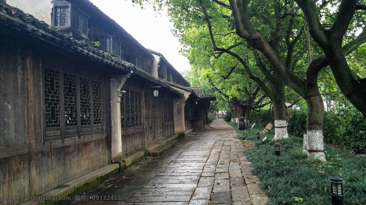 乌镇 西 栅 景区 周边 西栅景区周边 青苔 石板路 老房子 绿植 摄影图片 建筑园林 建筑摄影