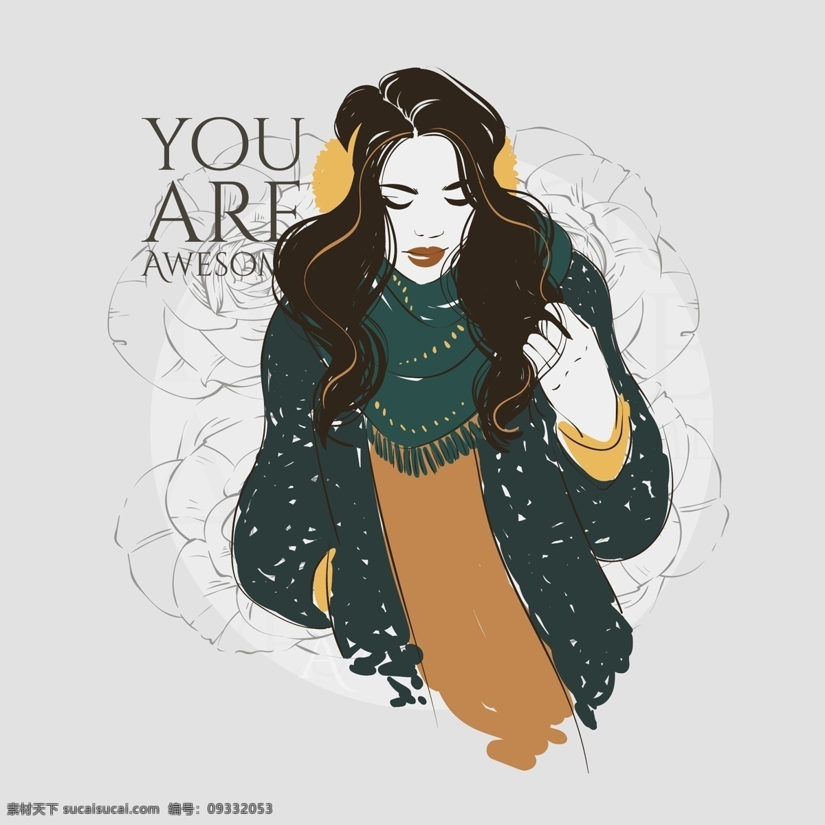时尚 卡通 手绘 女性 插画 人物