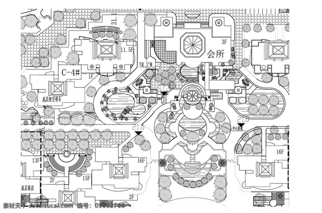 cad 小区 景观 规划 方案 图 园林平面图 景观规划 cad平面图 工程施工 施工 cad景观 园林图