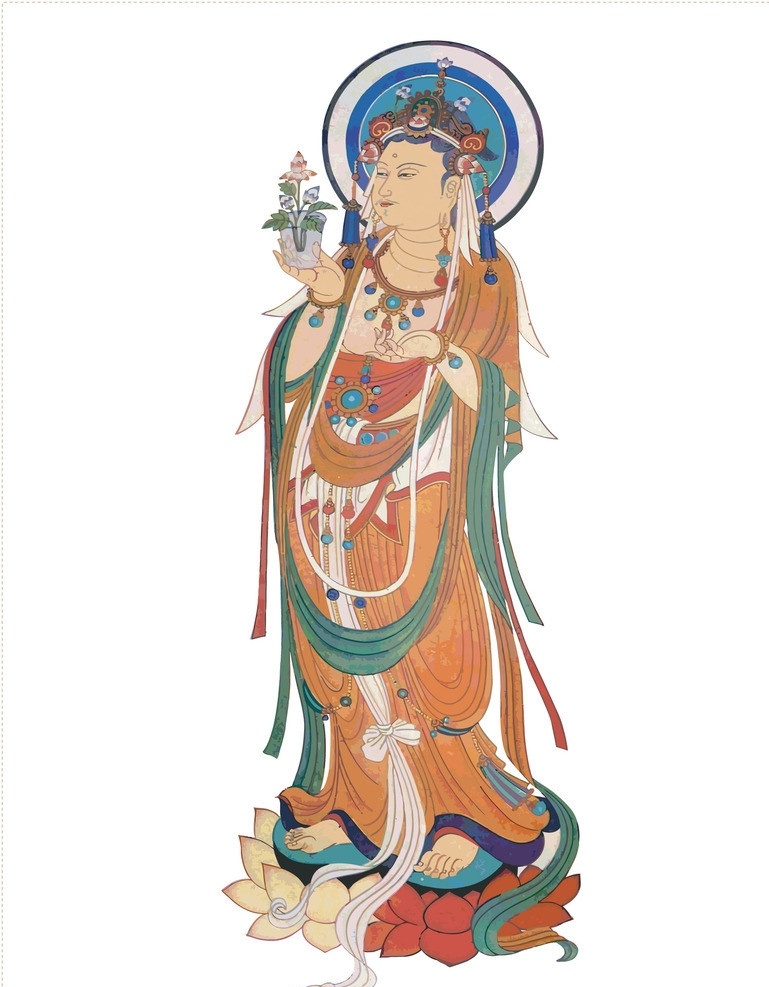古代神仙人物 古典人物 菩萨 佛陀 敦煌人物 西域壁画 风情 华丽服饰 传统服饰 神仙 传统文化 文化艺术 矢量