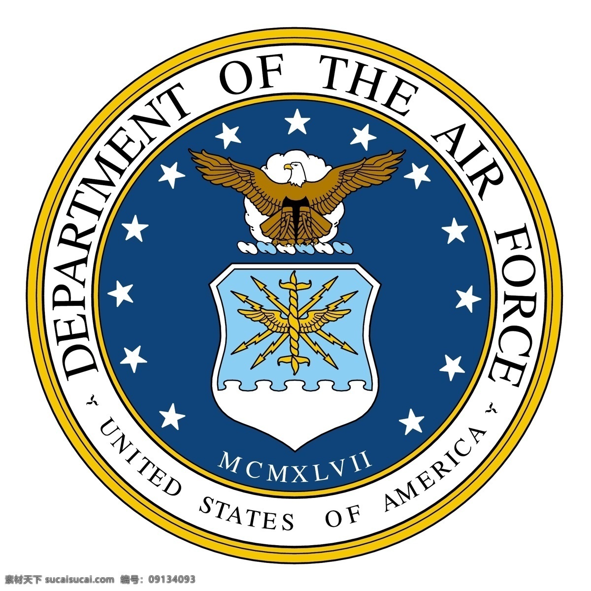 美国空军部 空军 标志 部 自由 白色