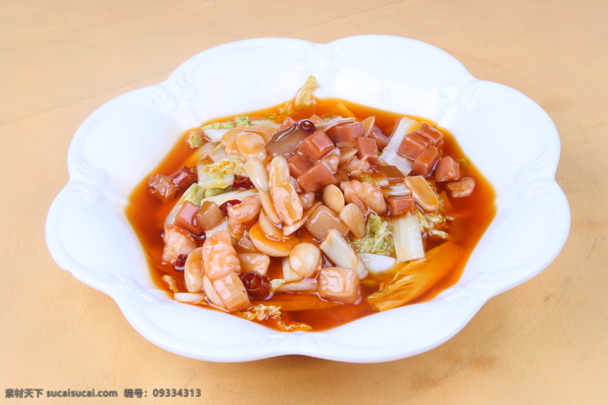 干烧娃娃菜 干烧 圆盘 花生 娃娃菜 火腿 传统美食 餐饮美食