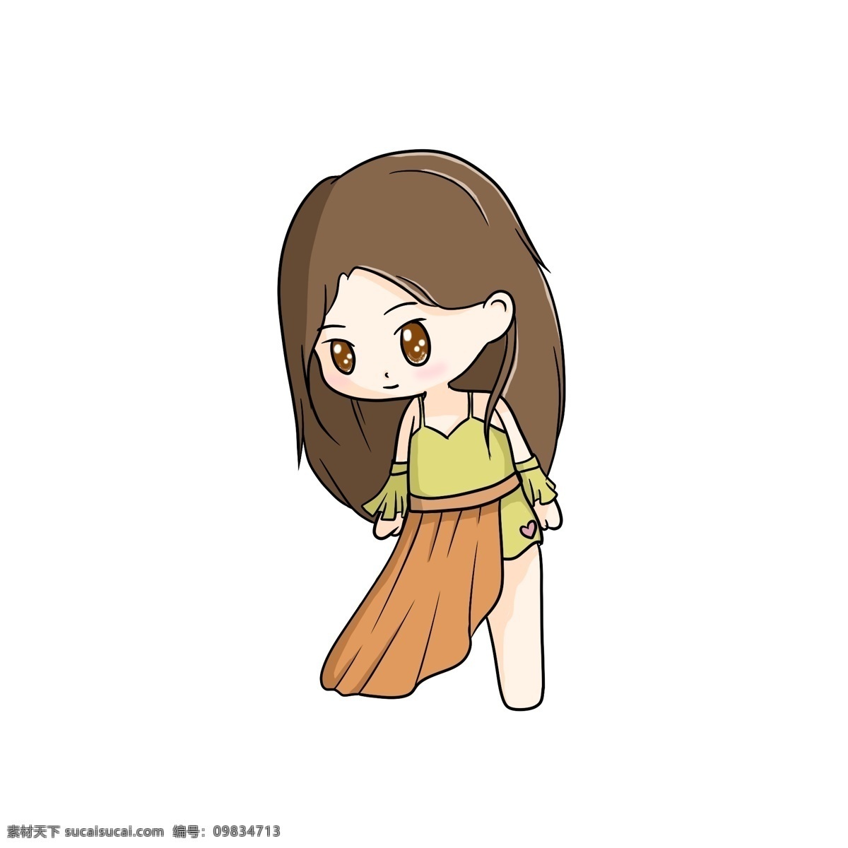 q 版 女生 元素 商用 卡通 可爱 萌系 人物