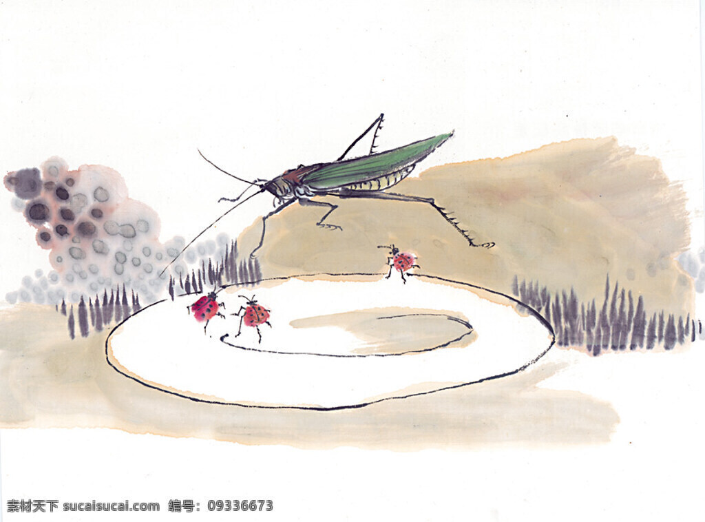 水墨画 蝗虫 昆虫 蚂蚱 蛐蛐 知了 中华艺术绘画 文化艺术