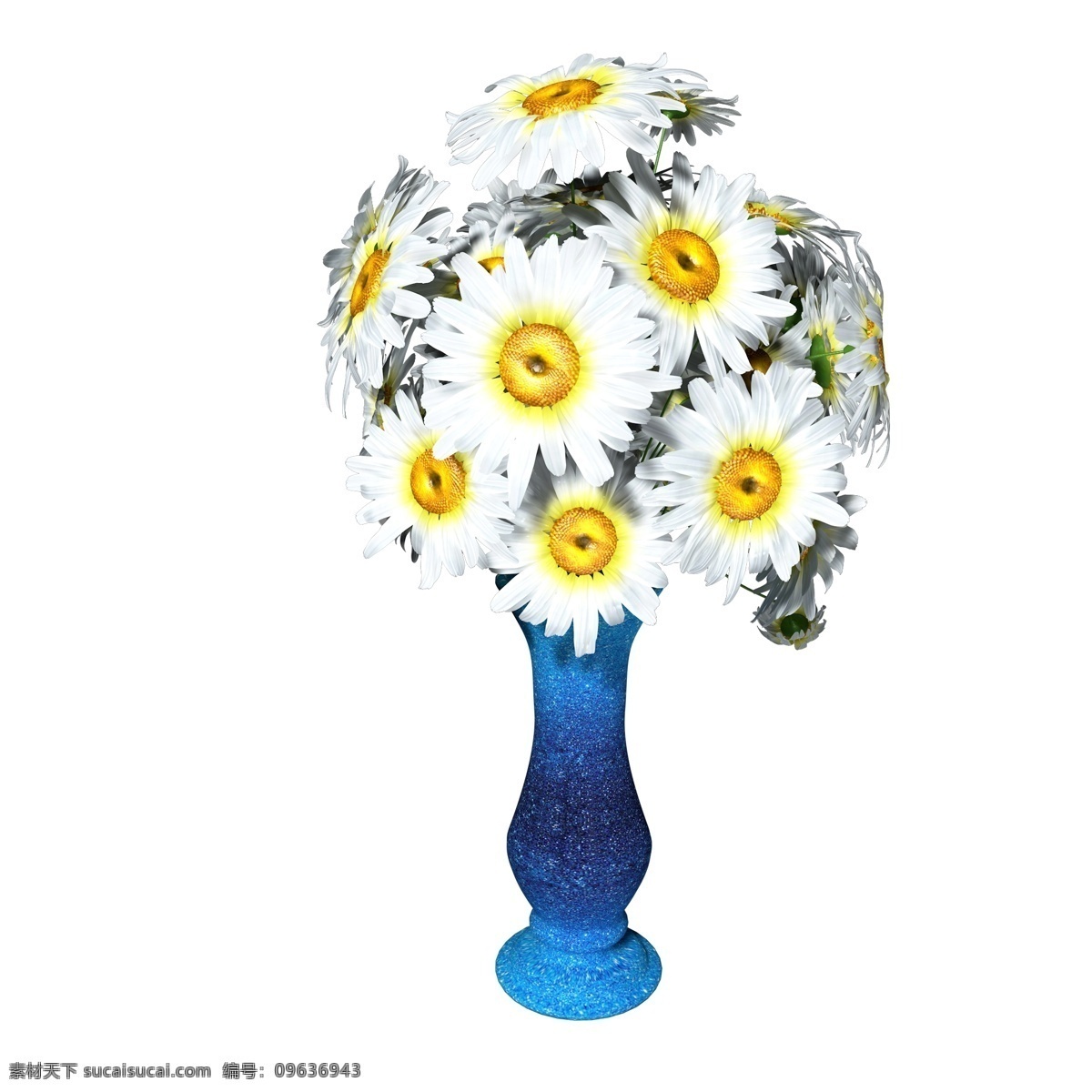 植物类 通用 元素 花瓶 插花 雏 菊 植物 雏菊 白色 黄色 蓝色 渐变 陶瓷 写实 立体 装饰