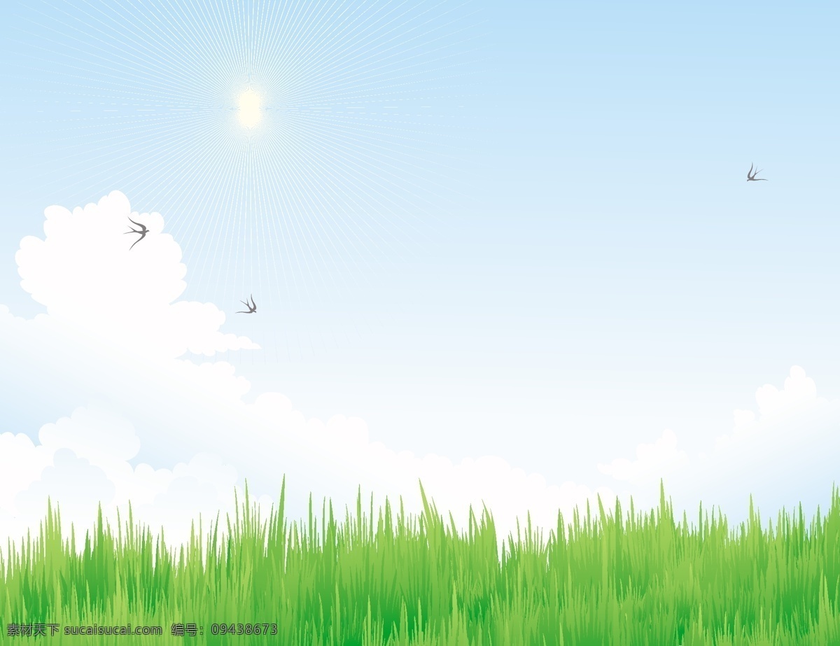 矢量 风景 漫画 蓝天 白云 草地 矢量风景 动漫动画 风景漫画
