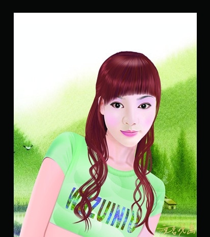 美女矢量图 美女 山 水 妇女女性 矢量人物 矢量