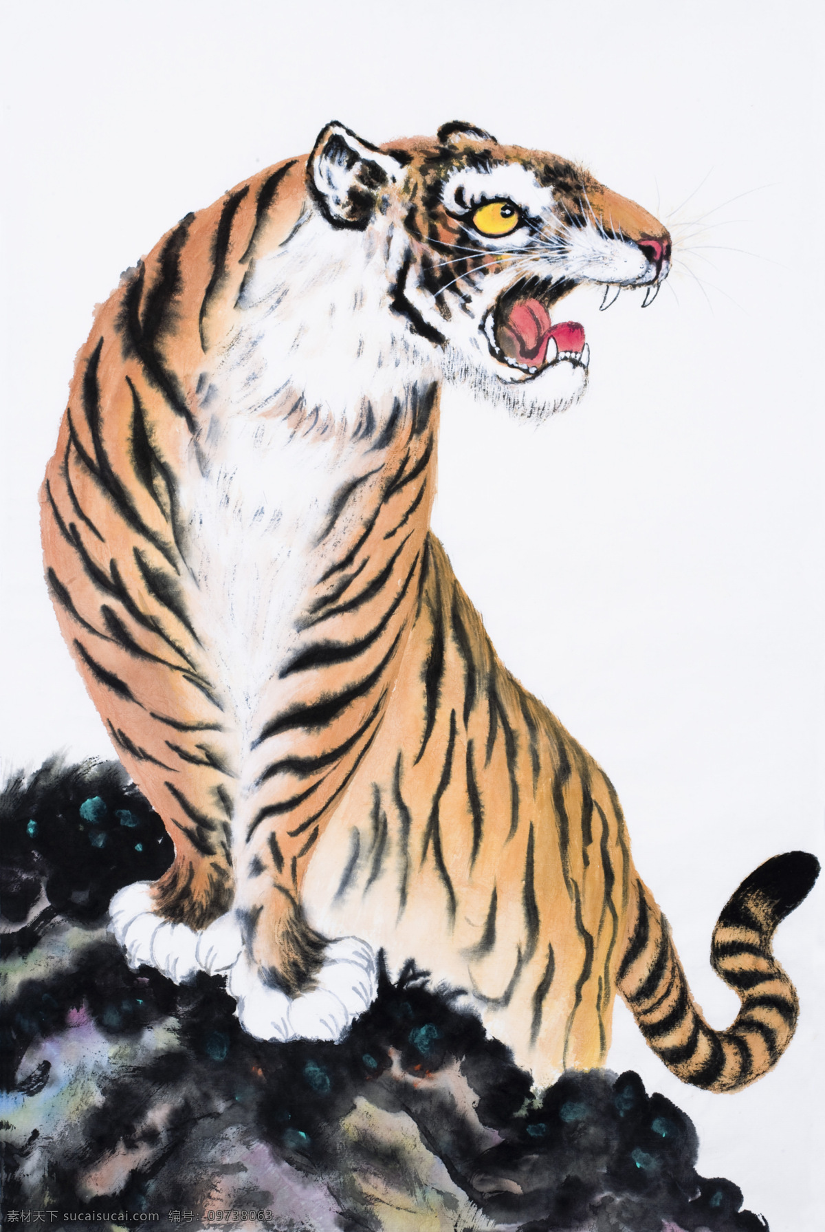 绘画虎 绘画 老虎 中国画 民俗 画作 生肖 虎年 绘画书法 文化艺术