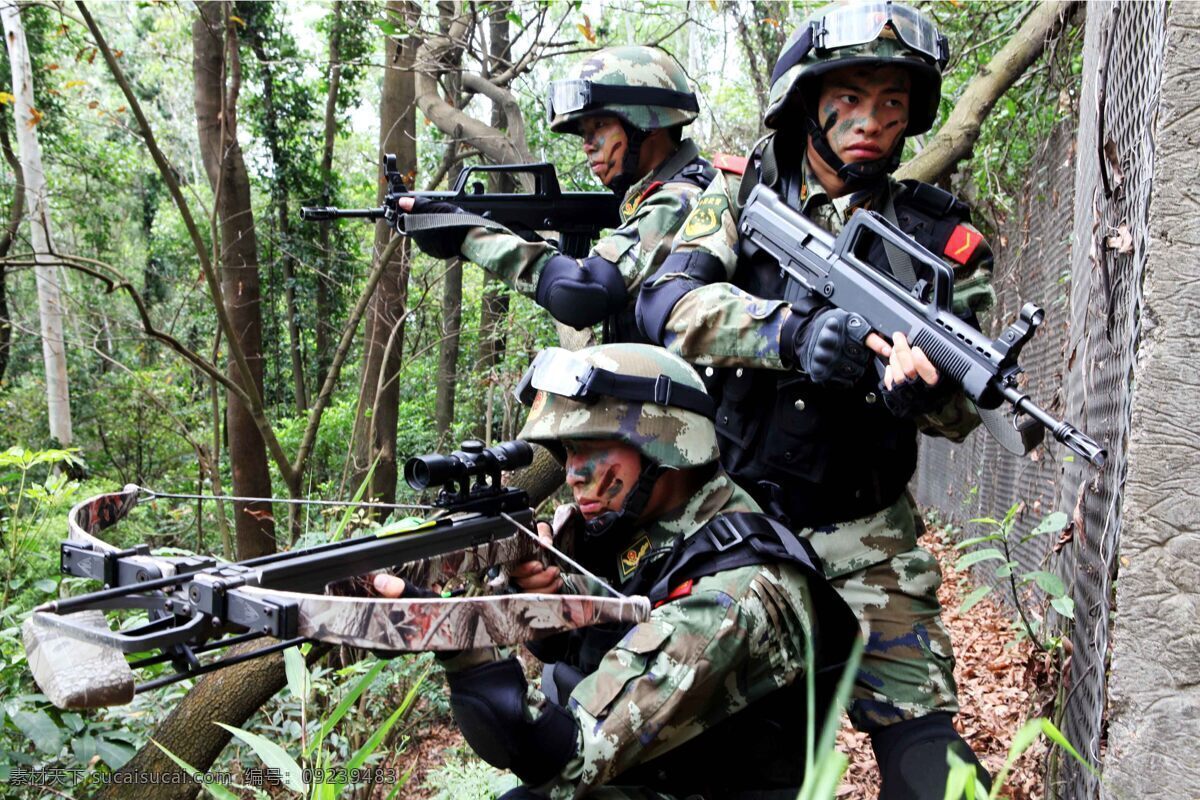 武警 演习 丛林 职业人物 人物图库