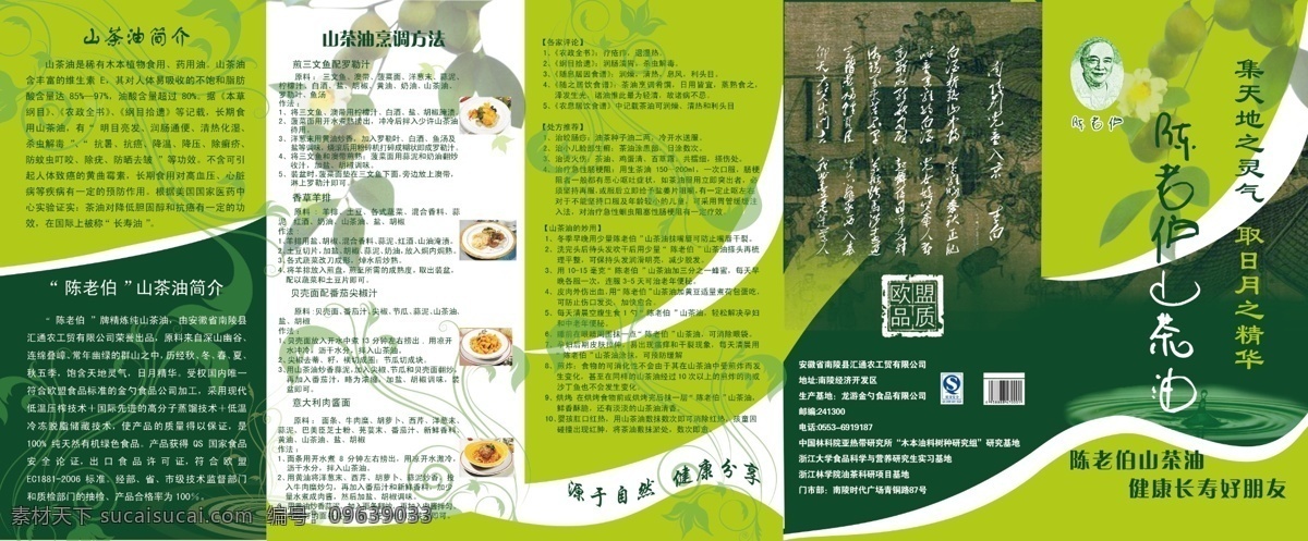 山茶油宣传册 陈 老伯 山茶油 五 折页 宣传册 分层 源文件