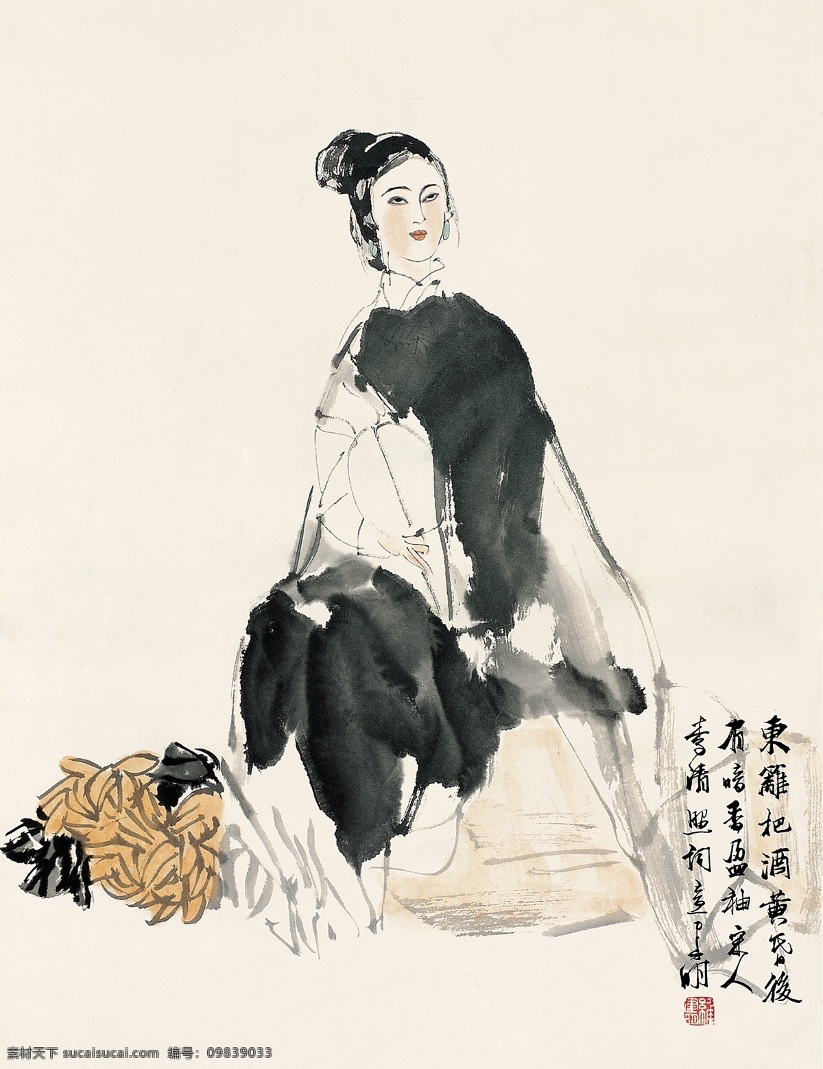 古装 国画 绘画书法 菊花 毛笔字 美女 女人 女性 东篱 把酒 黄昏 后 设计素材 模板下载 题字 印章 文化艺术 装饰素材 雕刻 图案