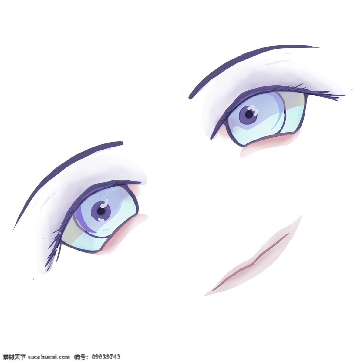 卡通 梦幻 紫色 眼睛 五官 可爱眼睛 闪亮 人物五官 q版眼睛 少女