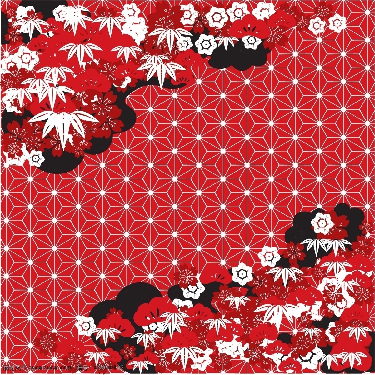 中国 吉祥 寓意 红色 植物 矢量 背景 底纹 白色 祥云 花朵 松柏 小花 矢量素材 源文件 平面设计素材 节日装饰